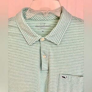 Vineyard Vines green and white  Striped Polo